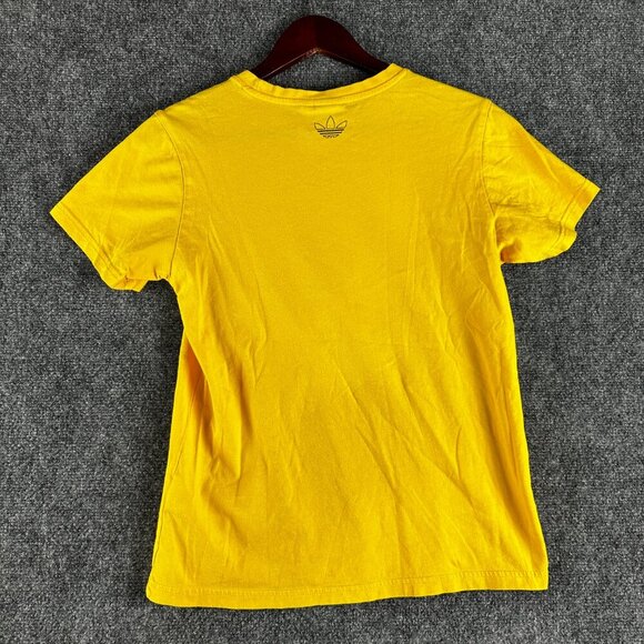 Adidas Tee Shirt Boys Large Yellow Cotton Short Sleeve Logo Crew Neck - Picture 6 of 7